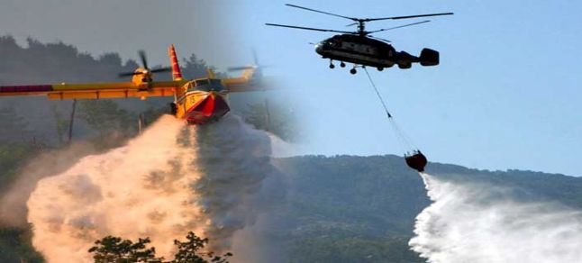Antalya’da çıkan orman yangınına havadan müdahale