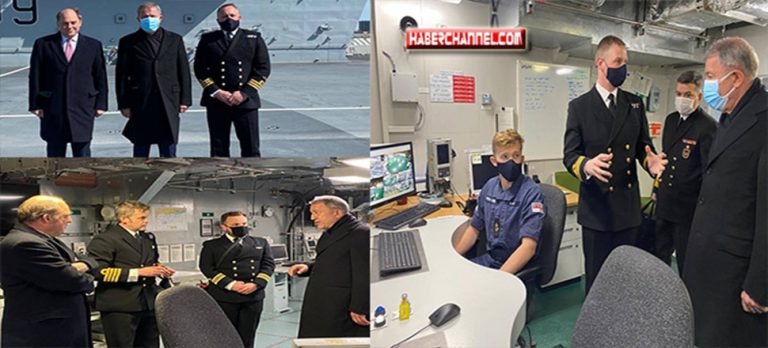 Bakan Akar, İngiltere’de uçak gemisini inceledi