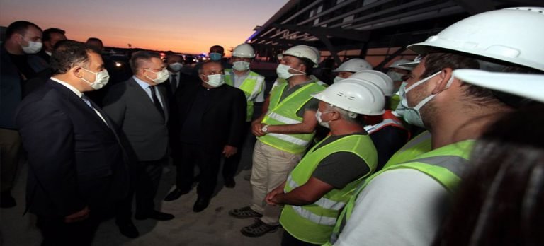 Fuat Oktay, Ercan Havalimanı inşaatında incelemelerde bulundu