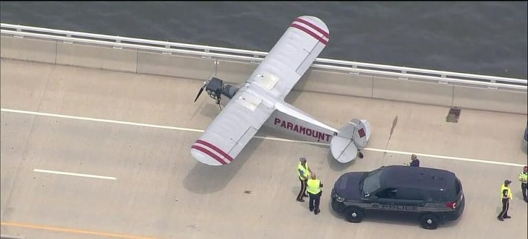 Pilot küçük uçağı köprüye indirdi