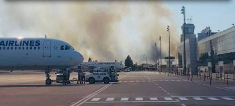 Ercan Havaalanın’da Yangın Paniği