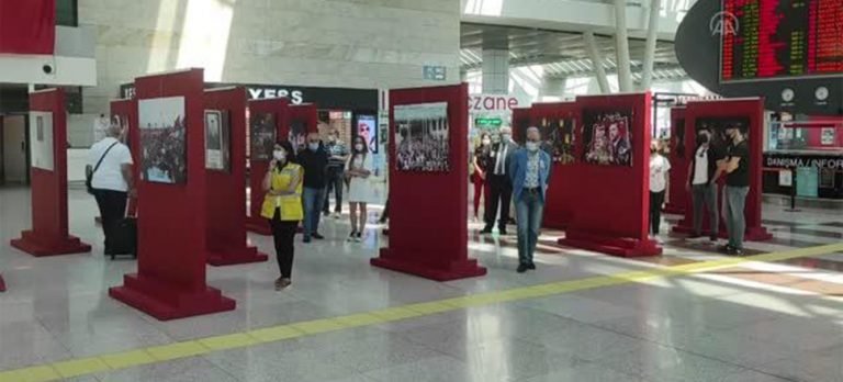 Esenboğa Havalimanı’nda açılan 15 Temmuz sergisine yoğun ilgi