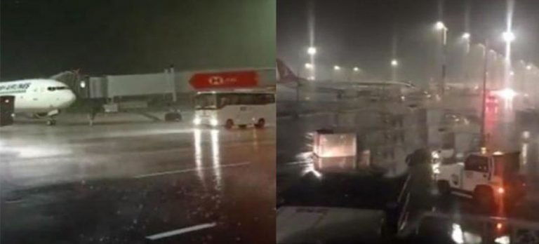 Fırtına İstanbul Havalimanı’nda uçuşların aksamasına neden oldu