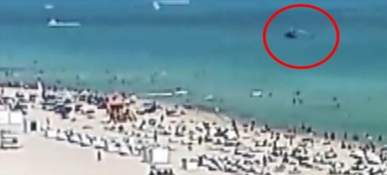 Helikopter plaja düştü: 2 yaralı