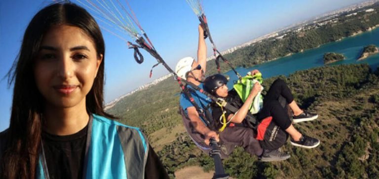 Yamaç paraşütü yaparak LÖSEV’e destek çağrısı yaptı