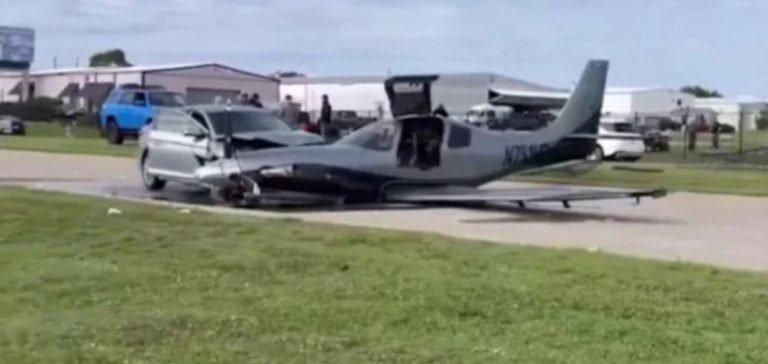 ABD’de pistten çıkan uçak otomobile çarptı