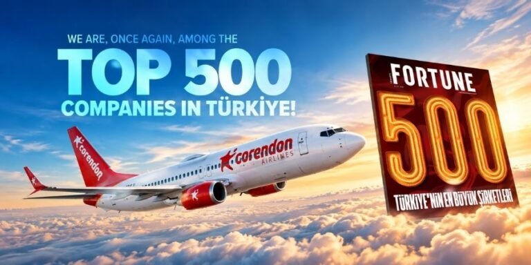 Corendon Airlines, Fortune 500 Türkiye listesinde 146. sırada yer aldı